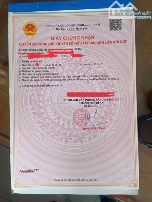 BÁN LÔ ĐẤT KHU DÂN CƯ LÊ PHONG, TÂN BÌNH, DĨ AN, GIÁ 2.7 TỈ , ĐƯỜNG 8M VỈA HÈ - 3