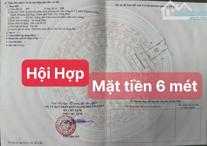 🌹BÁN GẤP lô đất trung tâm phường Hội Hợp DT84m mt6m nở hậu 6,2m full thổ cư 2,2tỷ - 4