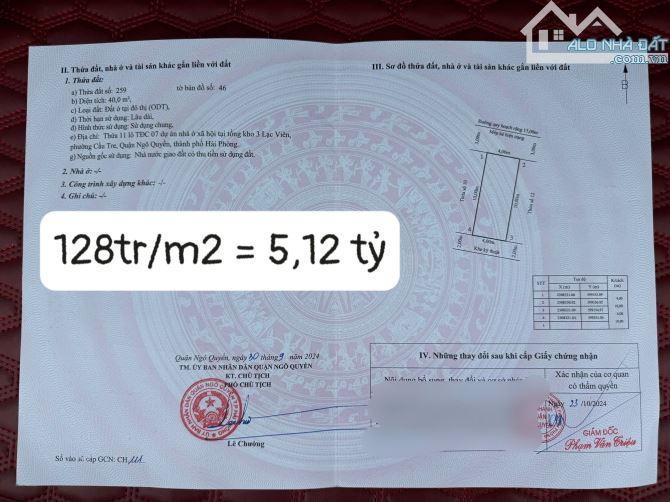 CẦN BÁN 3-4 lô TĐC KHO 3 lạc viên - phường máy chai hải phòng . Diện tích 40-56m - 6