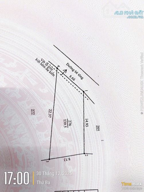 Đất khương mỹ 139m2 có 120m2 đất ở ngang rộng rãi 8,66