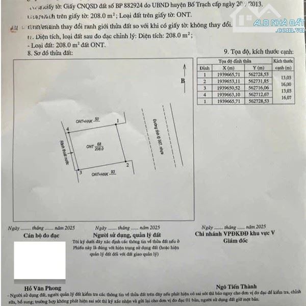 BÁN ĐẤT NỀN ĐƯỜNG TRƯƠNG PHÁP – NHÂN TRẠCH – BỐ TRẠCH