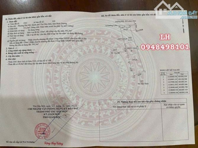 Đất phú mỹ Dx025 thủ dầu một bình dương 513m2