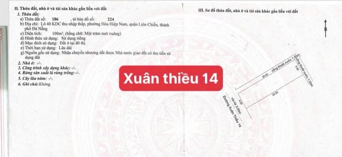 🔴💥Bán đất đường Xuân Thiều 14 - gần biển - DT 100m2