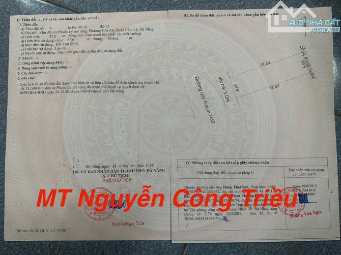 Bán lô đất MT Nguyễn Công Triều Hoà An Cẩm Lệ - 1