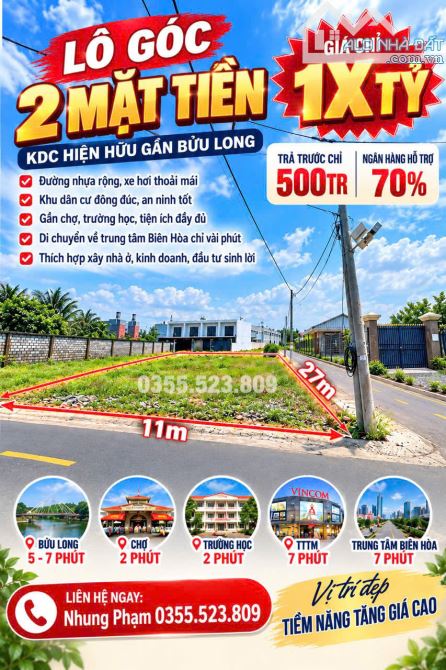 Chính Chủ Gửi Bán Cặp Góc 2 Mặt Tiền SHR Khu Dân Cư Gần Bờ Kè Bửu Long, Trấn Biên 7p