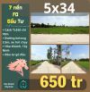 5x34 giá 650 triệu. Còn 7 nền đầu tư F0, Hòa Khánh, Đức Hòa. ShR