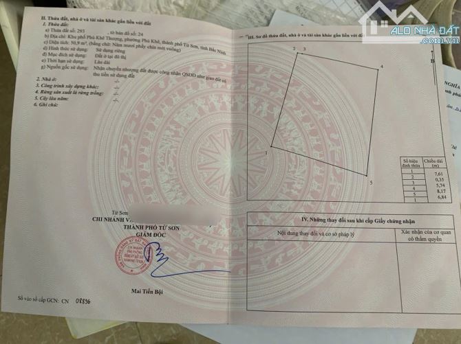 LÔ ĐẤT HIẾM 50M- MẶT TIỀN HƠN 6M- SÂN NHÀ VĂN HOÁ PHÙ KHÊ, TỪ SƠN. Ô TÔ VÀO TẬN ĐẤT-1.99ty - 5