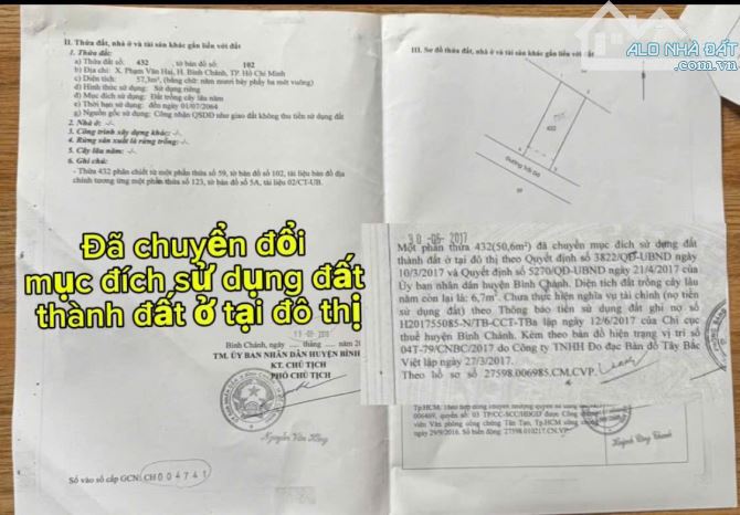 CẦN BÁN 60M2 ĐẤT THỔ CƯ , 1 TỶ 590 ,TRẦN VĂN GIÀU,  BÌNH CHÁNH , ĐƯỜNG Ô TÔ , SHR - 2