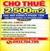 CHO THUÊ 2.500m2 KHO, NHÀ XƯỞNG P.PHƯỚC TÂN, BIÊN HÒA, ĐỒNG NAI, MẶT TIỀN VÕ NGUYÊN GIÁP
