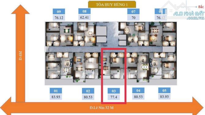 Chính chủ nhượng lại căn 2 phòng ngủ chung cư Huy Hùng mặt đường Lê nin - 1