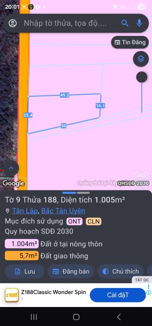 Bán Gấp 1000 mét vuông đất ngay khu công nghiệp visip 3 tân lập bắc tân uyên có 300 thổ cư