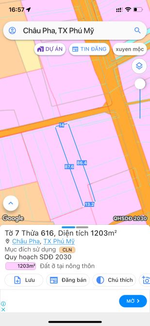 1 sào sát đường Bàu Phượng Châu Pha chỉ 2.xxx nhỏ - 2