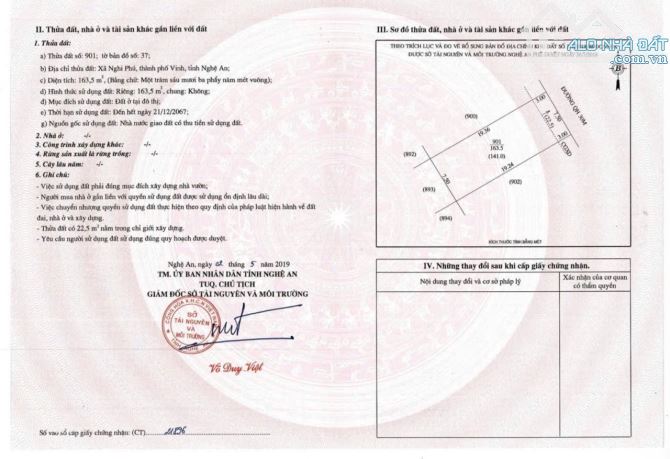 Bán Giảm 1 tỷ 163m2 đất kinh doanh đường 30m Đại Thành - Nghi Phú