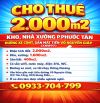CHO THUÊ 2.000m2 KHO, NHÀ XƯỞNG P.PHƯỚC TÂN, BIÊN HÒA, ĐỒNG NAI, GẦN ĐƯỜNG VÕ NGUYÊN GIÁP