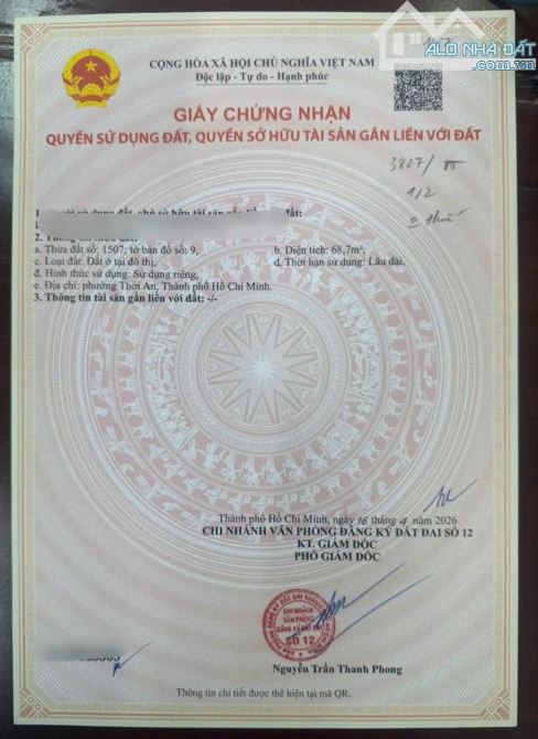 ĐẤT QUẬN 12 CHỈ 4.5 TỶ - 69M2 NỞ HẬU - ĐƯỜNG 9M XE TẢI TRÁNH - 8
