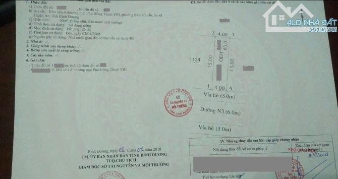 Bán đất 4x15m, đường N3 KDC Phú Hồng Thịnh 8 p. Bình Chuẩn - 1