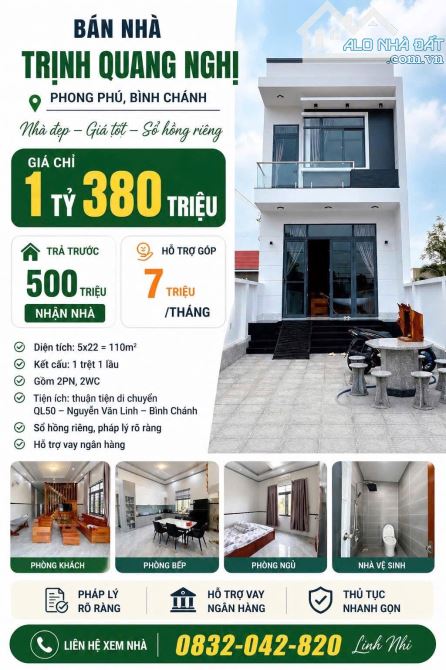 🏠Bán nhà 1 trệt 1 Lầu Trịnh Quang Nghị, Phong Phú, Bình Chánh giá 1Tỷ480 Triệu