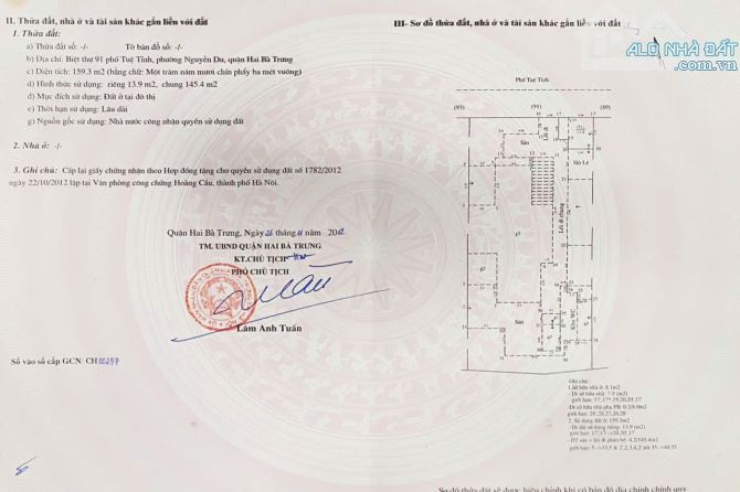 Bán nhà 2 tầng mặt phố 91 Tuệ Tĩnh,Hai Bà Trưng, Sổ đỏ chính chủ, Giá bán hợp lý