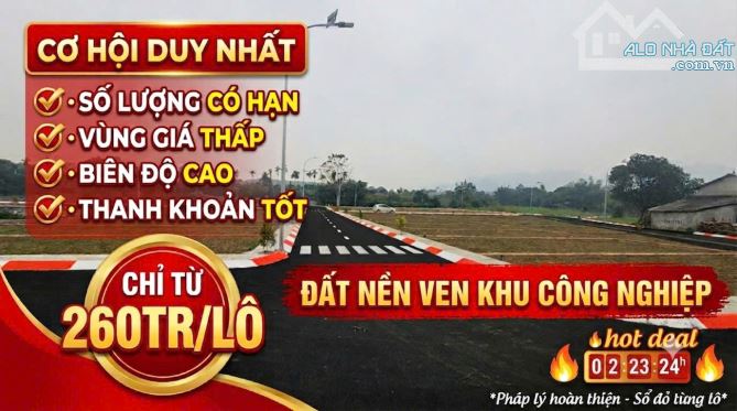 CHỈ TỪ 260TR CƯ HỘI SỞ HỮU ĐẤT NỀN LIỀN KỀ CÁC KHU CÔNG NGHIỆP