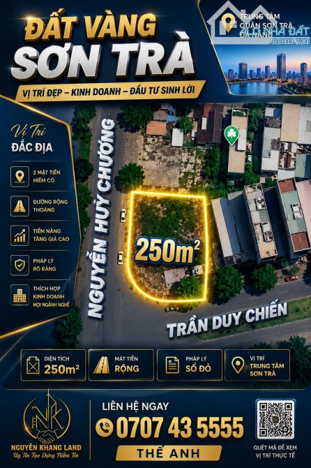 LÔ GÓC: 250M2 NGANG 32M XD TRÊN 9 TẦNG CẠNH BÃI TẮM MÂN THÁI GIÁ CỰC TỐT CHỈ: 188tr/M2 - 5