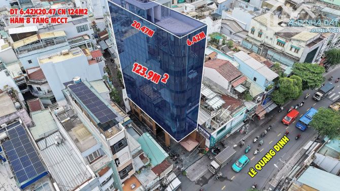 tòa nhà góc 2 mặt tiền lê quang định - bình thạnh,hầm + 8 tầng + mct, chỉ 88 ty