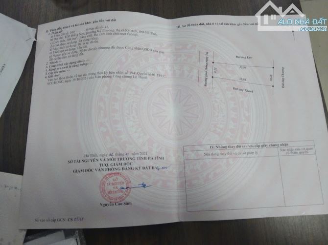 Bán gấp lô đất đẹp,FULL thổ cư,chỉ 5tr/m,trung tâm thị xã Kỳ Anh, Hà Tĩnh- Giá tốt đầu tư