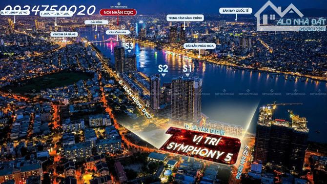 Bán căn hộ Symphony 5 tầng 24 trực diện sông Hàn, view trọn vịnh Đà Nẵng.