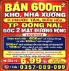 BÁN 600m2 KHO, NHÀ XƯỞNG P.PHƯỚC TÂN, BIÊN HÒA, TP ĐỒNG NAI, GÓC 2 MẶT ĐƯỜNG RỘNG