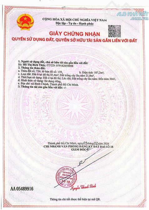 Bán đất thổ cư, SHR, đường Bảy Tấn, xã An Phú Tây, Bình Chánh, DT: 5x21.5 - 5