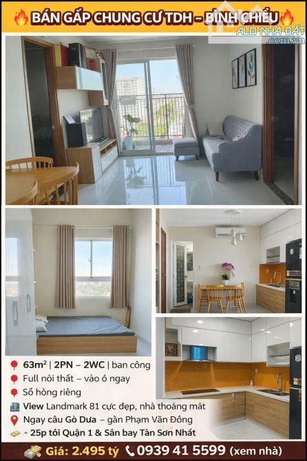 Bán Căn hộ chung cư TDH Riverview Bình Chiểu Chợ đầu mối Thủ Đức 61m2 2PN 2wc có sổ - 1