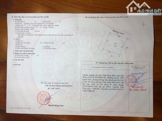 Bán lô đất vuông, vị trí đẹp tại Liệp Mai,Quốc Oai, Sổ đỏ chính chủ