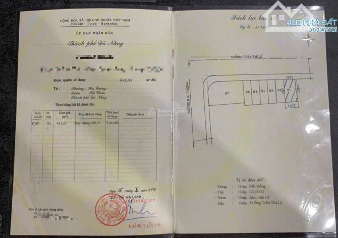Lô đất đường Trần Thị Lý , Hải Châu, Đà Nẵng, vị trí mặt tiền kinh doanh, DT 414 m2 - 3
