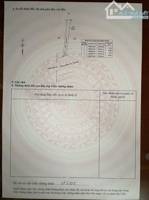 Bán lô đất 5x50m/100tc đường 42m