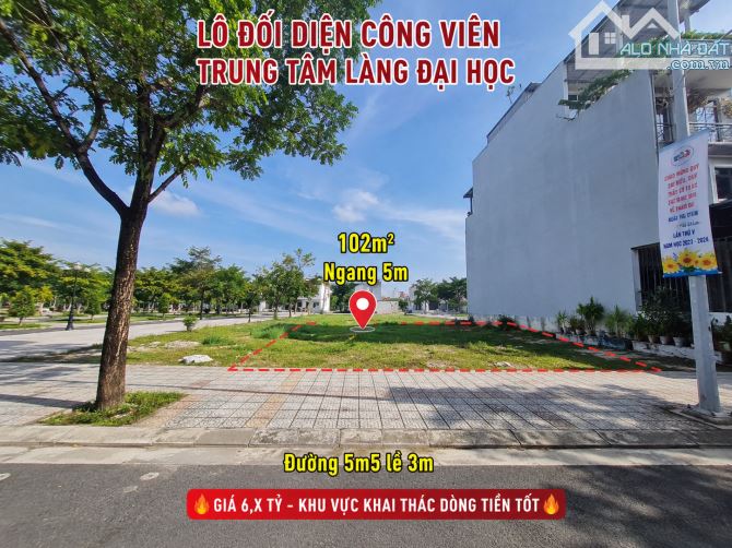 ĐẤT ĐỐI DIỆN CÔNG VIÊN – TRUNG TÂM LÀNG ĐẠI HỌC – CHỈ 6,x TỶ 🔥