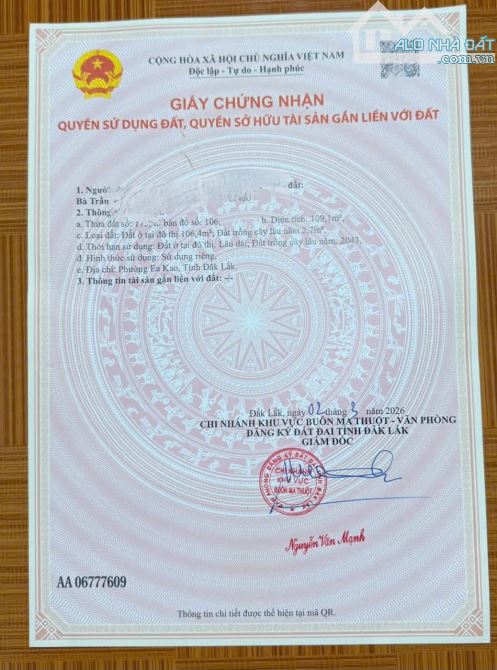 Đất hẻm 165 Vạn Xuân, đường bê tông hẻm thông.  Dt: 5x20 thổ cư 100% (khu này rất ít lô có - 2