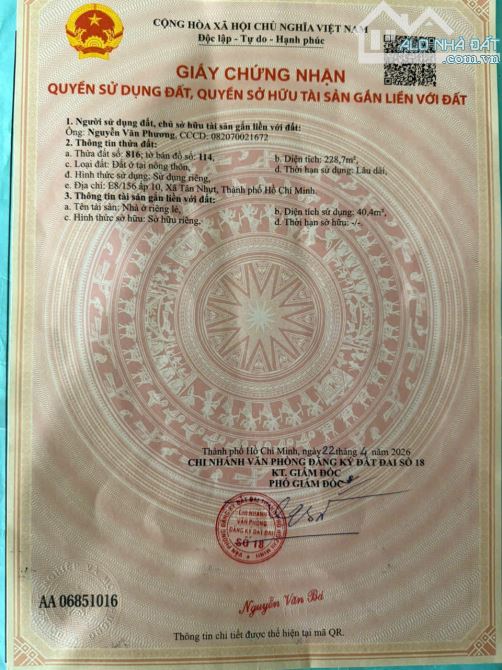 Bán đất 2 mặt tiền đường Thế Lữ-Tân Nhật-Bình Chánh,ngang 6m, nở hậu 15m cực đẹp