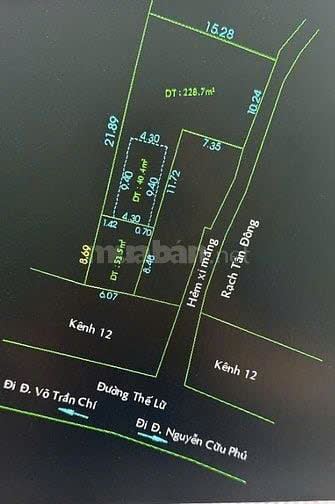 Bán đất 2 mặt tiền đường Thế Lữ-Tân Nhật-Bình Chánh,ngang 6m, nở hậu 15m cực đẹp